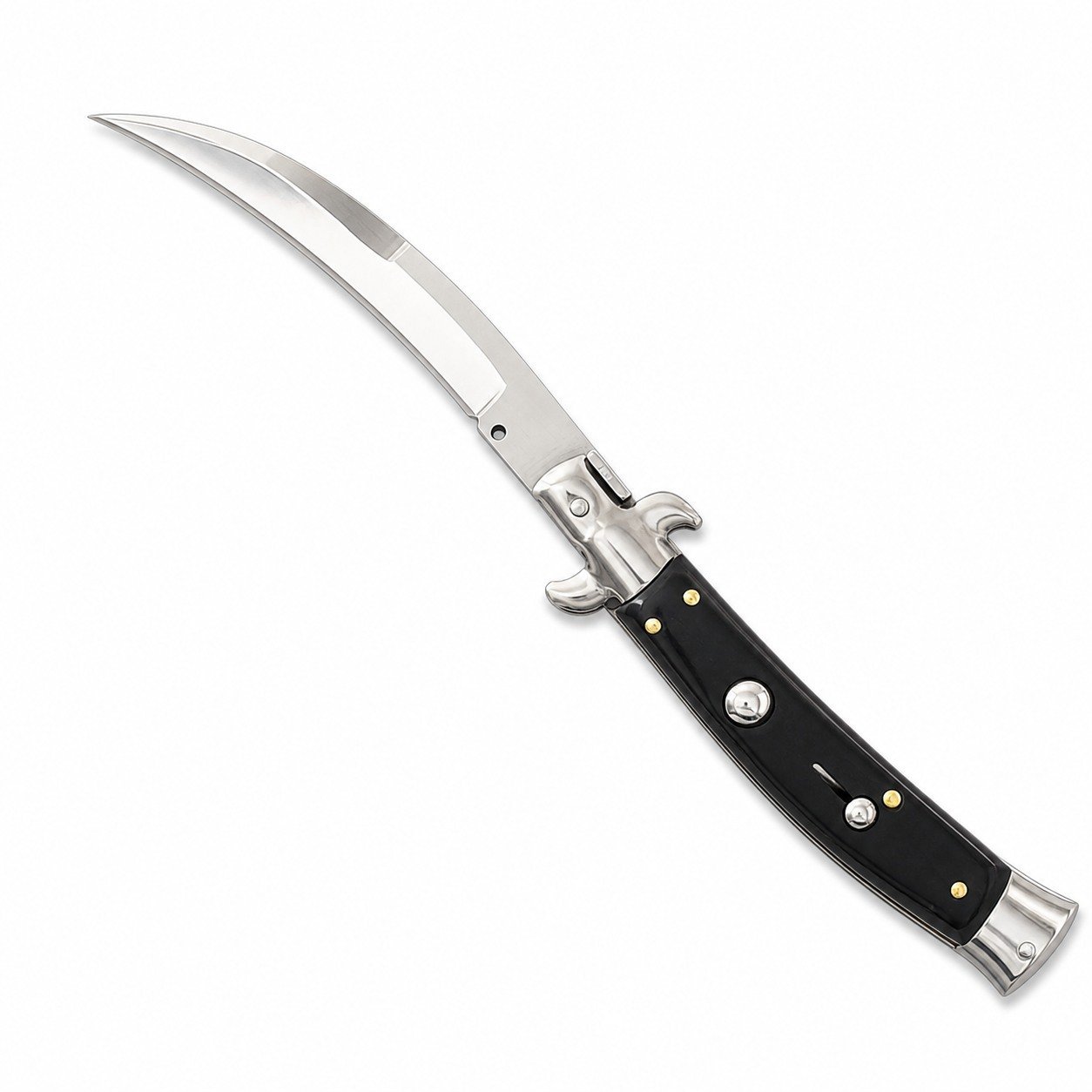 9 Inch Italian Stiletto Knife &ndash; Scimitar Blade Switchblade