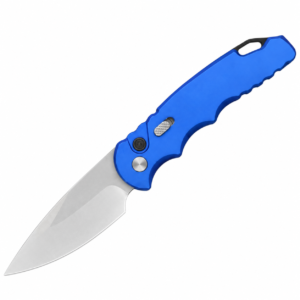 Blue T501 side-opening knife on a white background